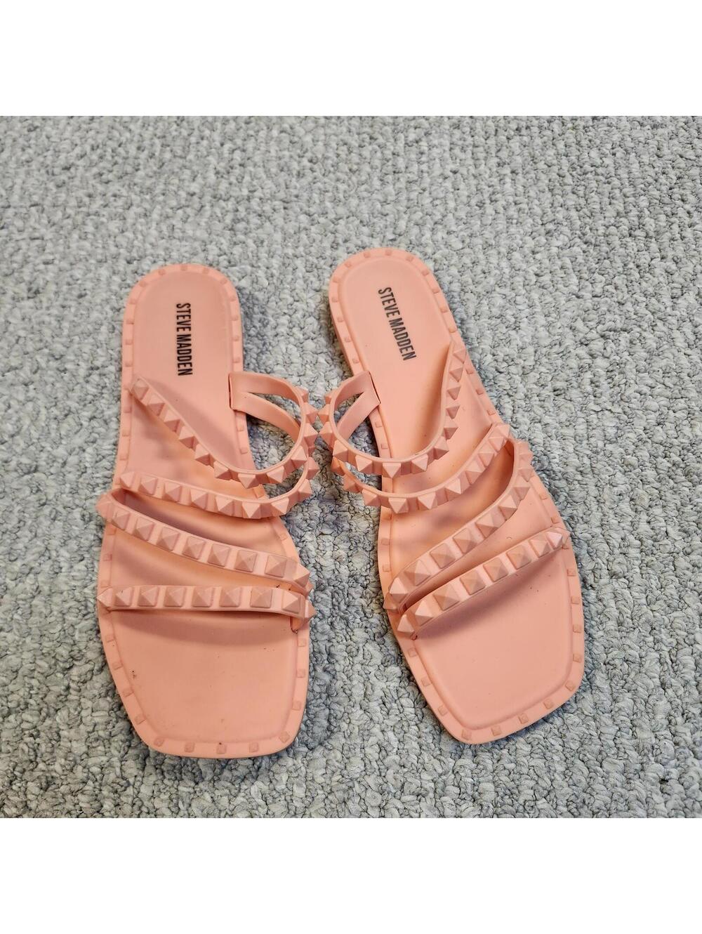 Steve Madden Pink Studded Slide Sandals Size 8